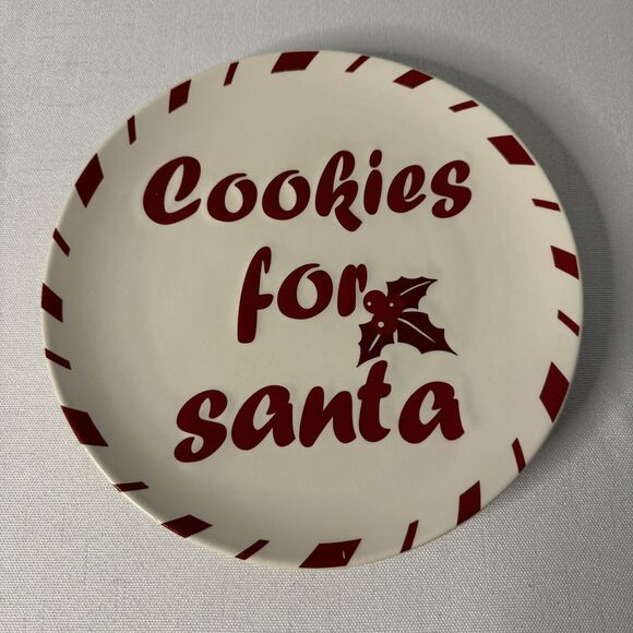 Earthenware "Cookies for Santa" Ceramic Christmas Plate - Picture 1 of 4